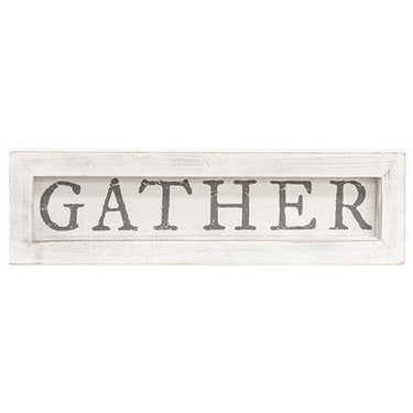 Gather White Framed Sign - The Fox Decor